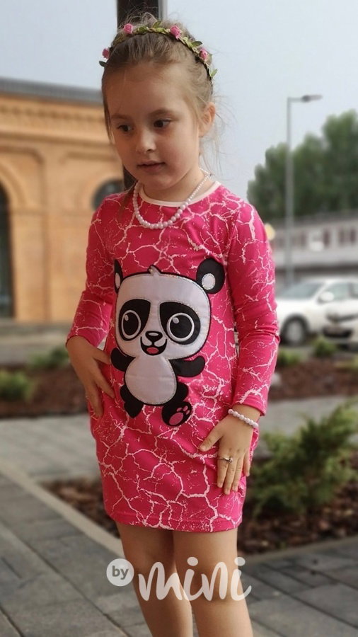 Dívčí tunika panda mramor pink