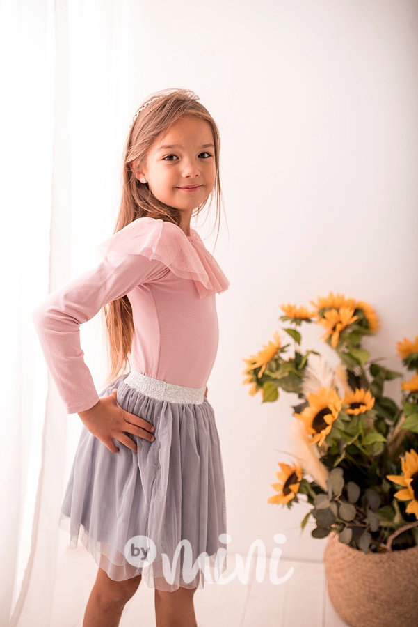 Grey silver tylová tutu sukně