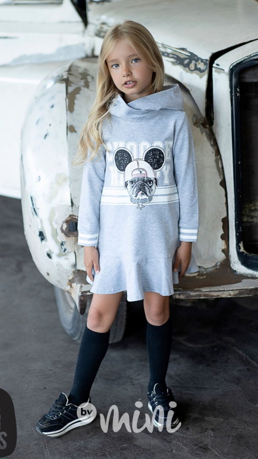 Sporty hoodie dress grey