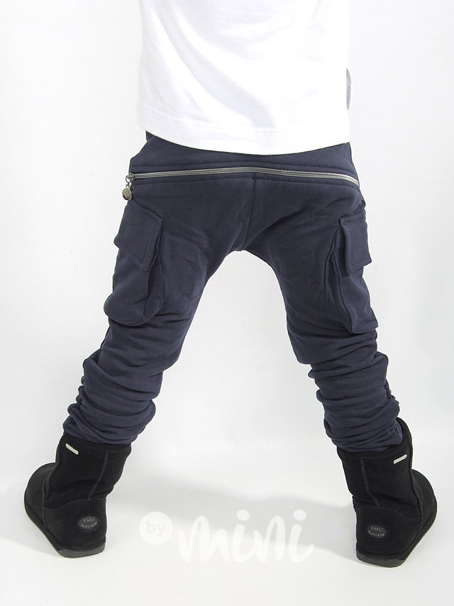 Zateplené dark blue baggy kapsáče zip