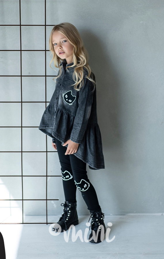 Asymetrická black jeans tunikokošile