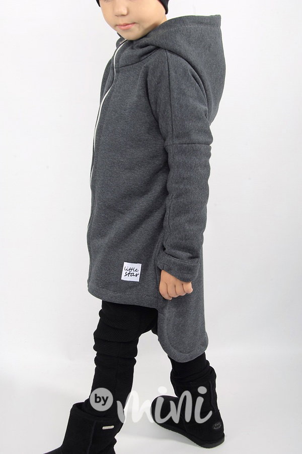 Extra dlouhý designový kabát dark grey