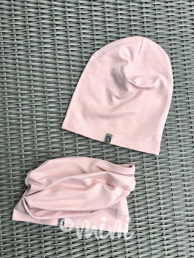 Čepka houmleska + nákrčník pudrová