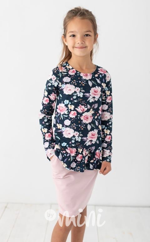 Blůzka pink blossom + sukýnka růžová