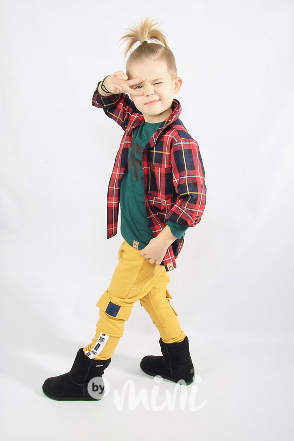 Vyteplené chlapecké baggy kapsáče - mustard