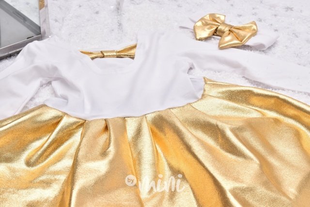 Gold ballerina šaty s čelenkou - bílé