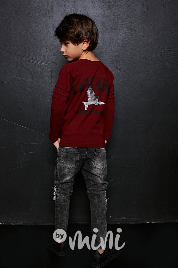 *Premium* freedom longsleeve burgund triko s prošitím