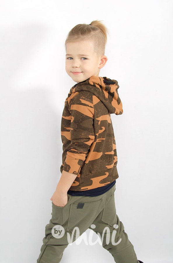 Mikina army karamel zateplená