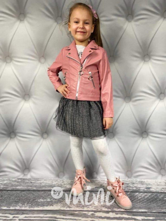 Jarní trojkomplet leather - pink