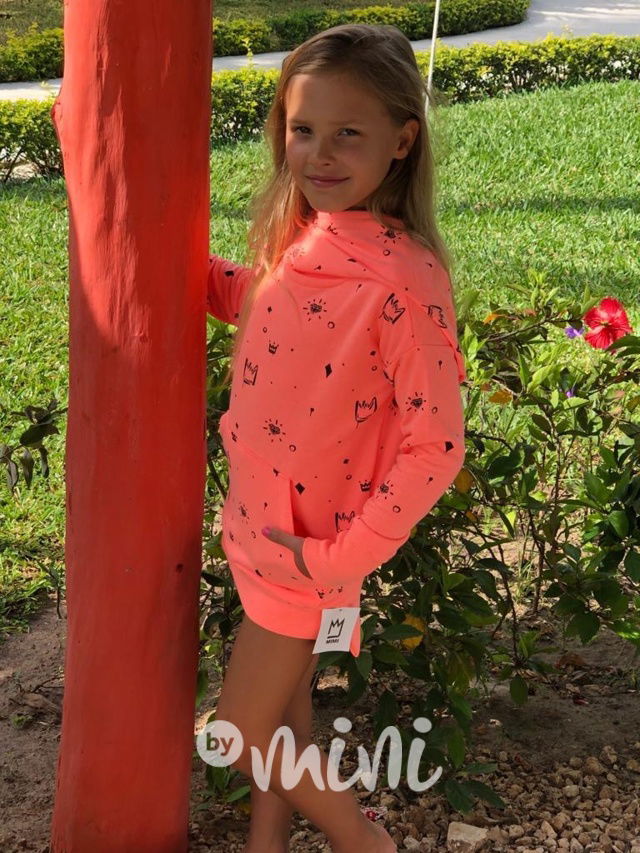 Neon hoodie MIMI dětská mikina - oranžová