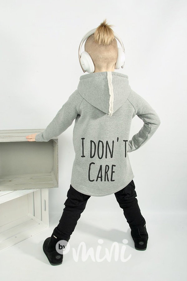 Don't care - vyteplená dlouhá mikina grey