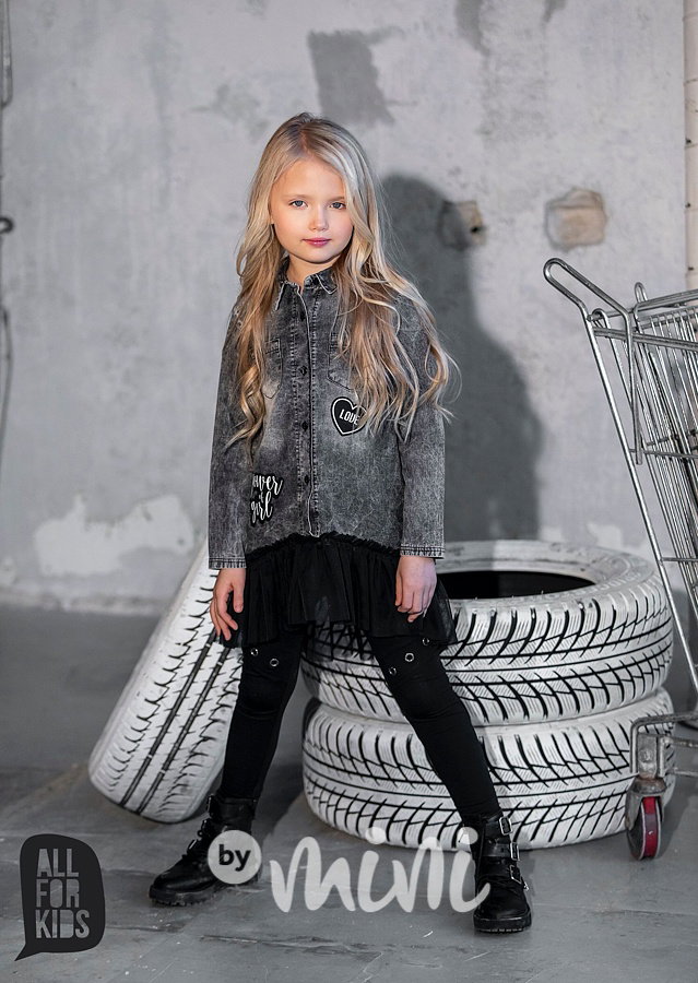 Košilová tunika s tylem - black jeans