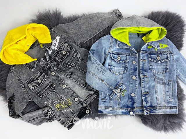 Jeans bunda s kapucí - blue