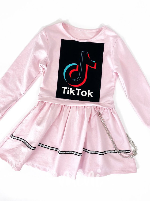Tik Tok šaty s řetízkem - růžové