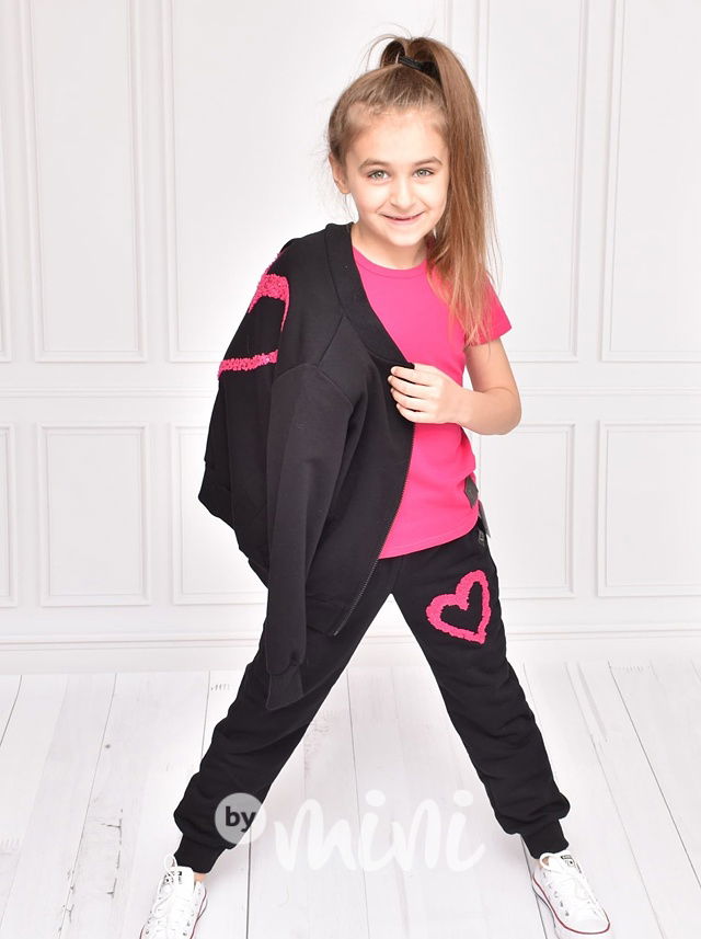 Černá dívčí dětská mikina se srdičkem flitry