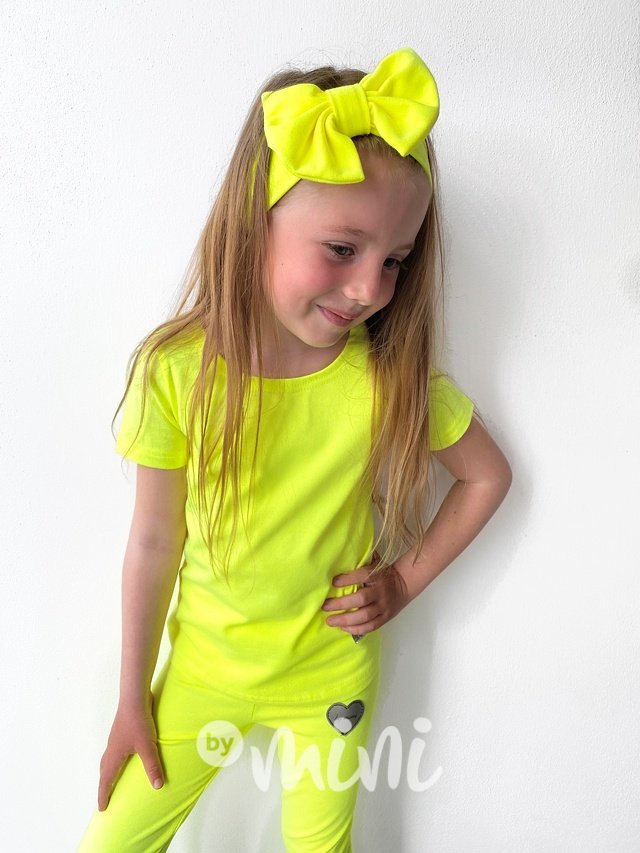 Neon žluté dívčí dětské triko s krátkým rukávem 