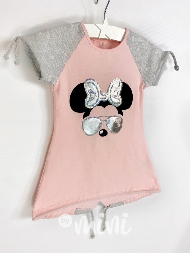 Minnie dětská tunika - pink/grey