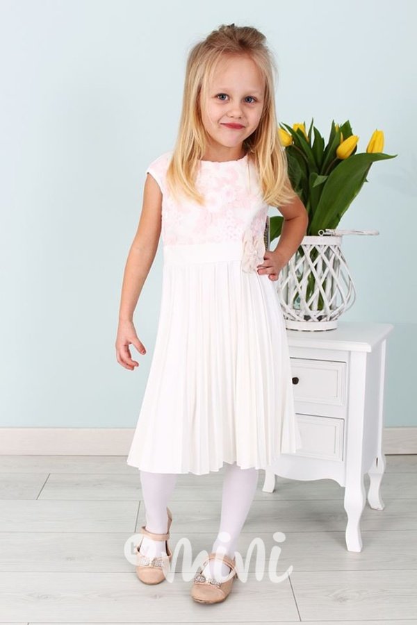 Krajkové šaty s překládanou sukní - bílé