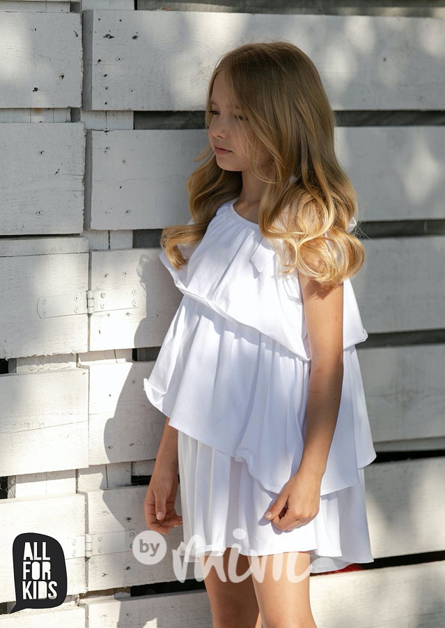 Boho frill letní šaty - bílé