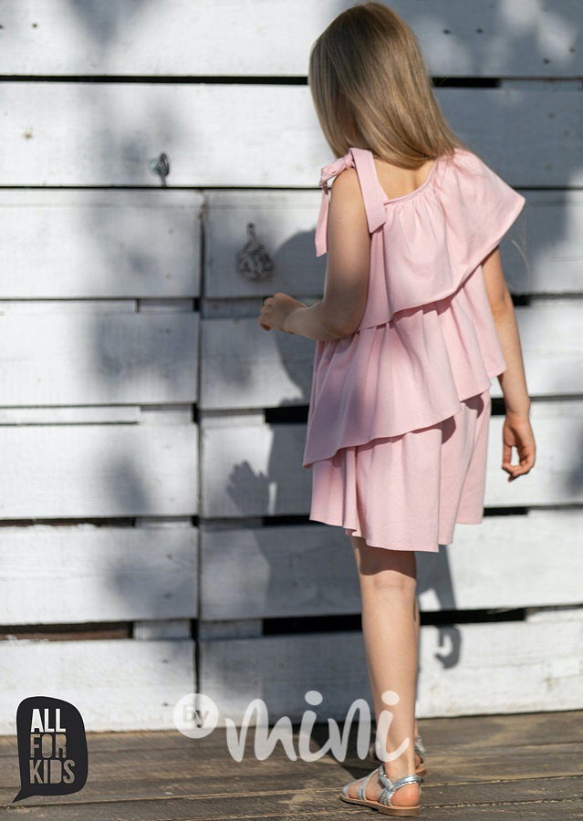Boho frill letní šaty - růžové