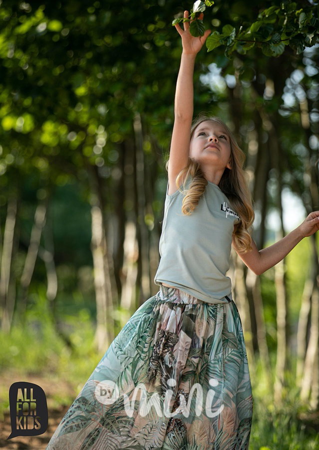 Flower midi sukně s všitými kraťasy - khaki