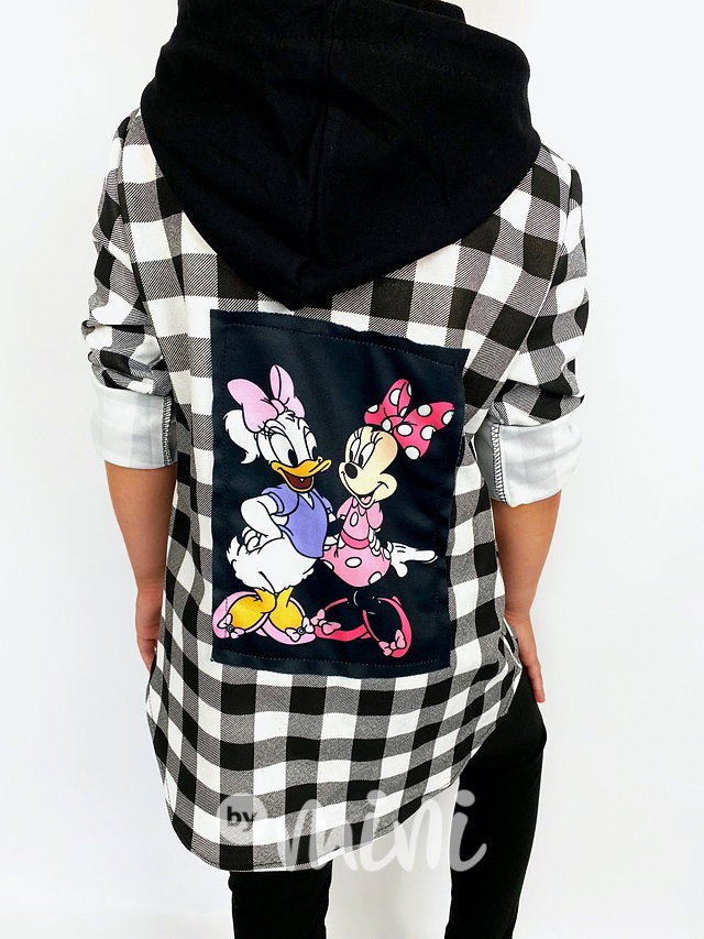 Hoodie košile black karo - Daisy & Minnie