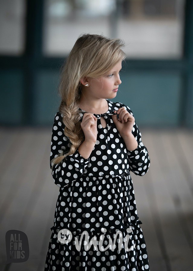 Boho dívčí šaty s puntíky black *by AFK*