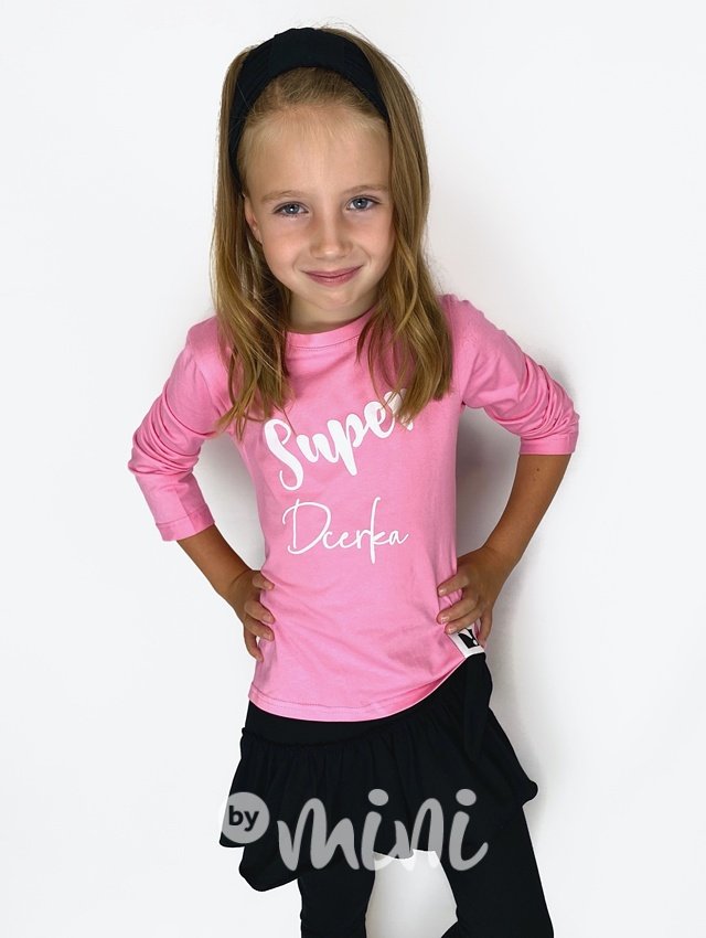 Super dcerka triko s dlouhým rukávem - pink