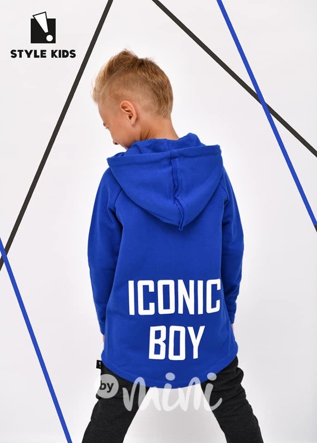 Iconic boy long mikina - modrá