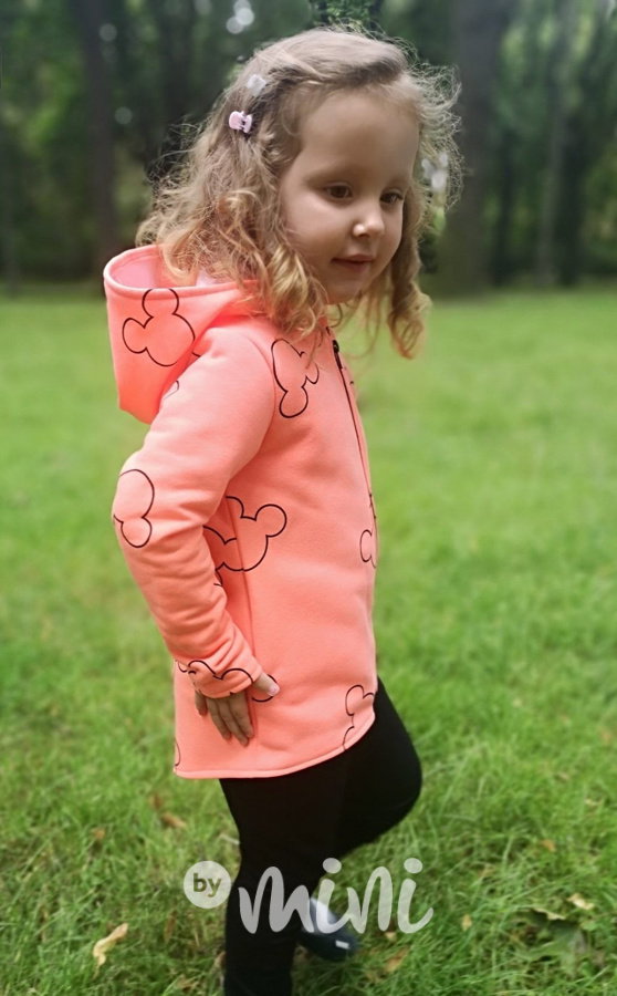 Neon oranž fleece long mikina Mickey