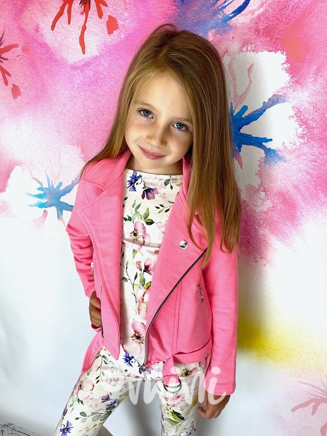 Neon pink bavlněný křivák - dívčí bunda