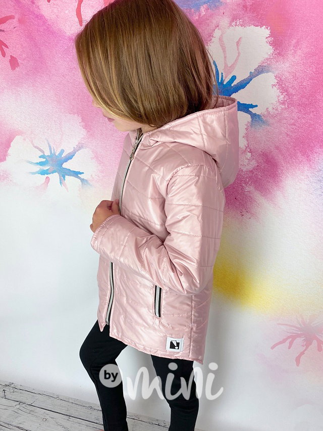 Jarní prošívaná long bunda - pudrová