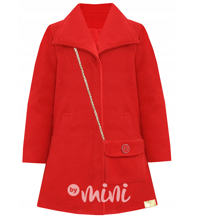 Premium flaušový kabátek s kabelkou - red