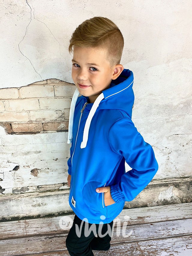 Warm softshell long chlapecká bunda - modrá