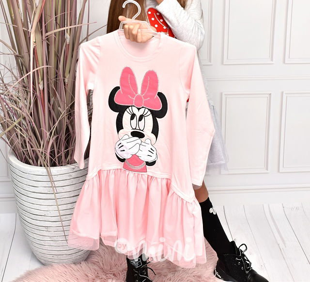 Dětské šaty s tylem růžové - Minnie