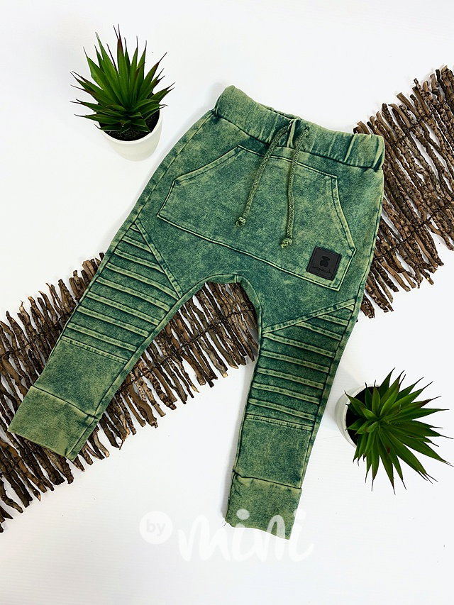DESPACITO biker tepláky acid wash green