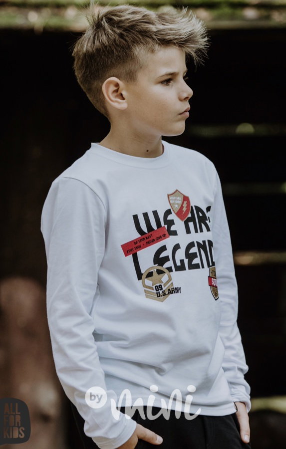 Bavlněné triko chlapecké bílé s nápisem We are legend