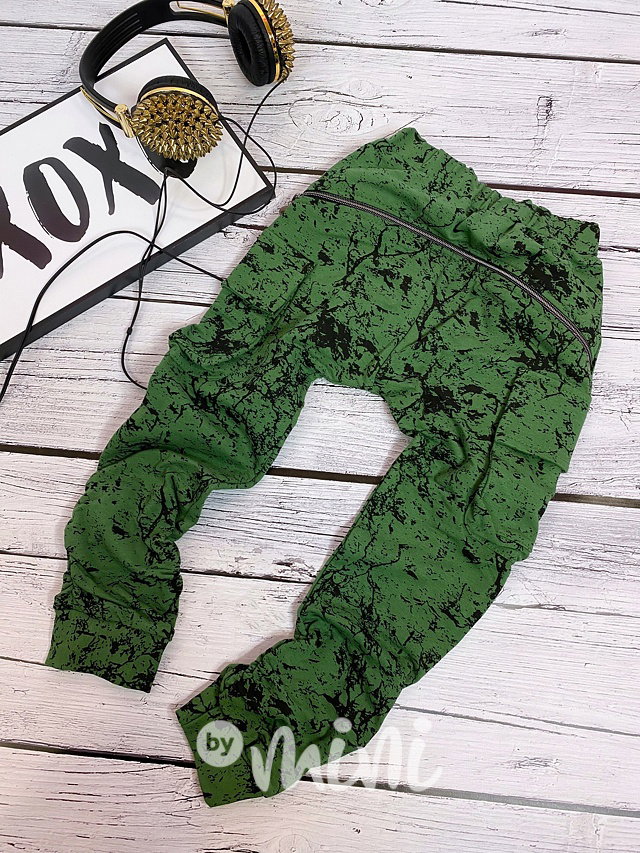 Marble green baggy kapsáče zip