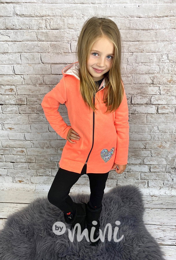 Neon orange zateplená dívčí mikina cool like mom