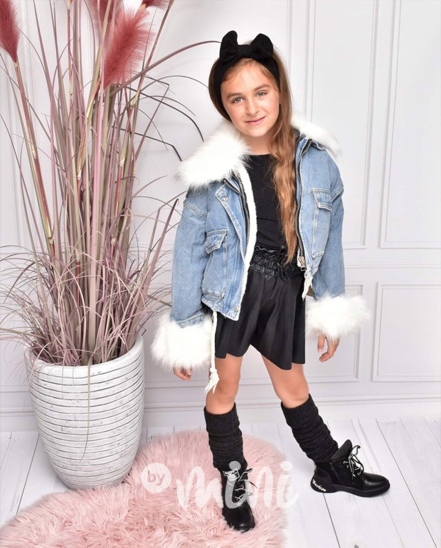 Oversize jeans bunda s kožíškem