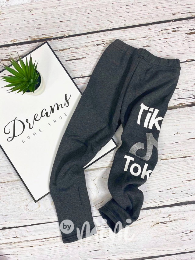 Tik Tok zimní vyteplené TERMO legíny - šedý melír