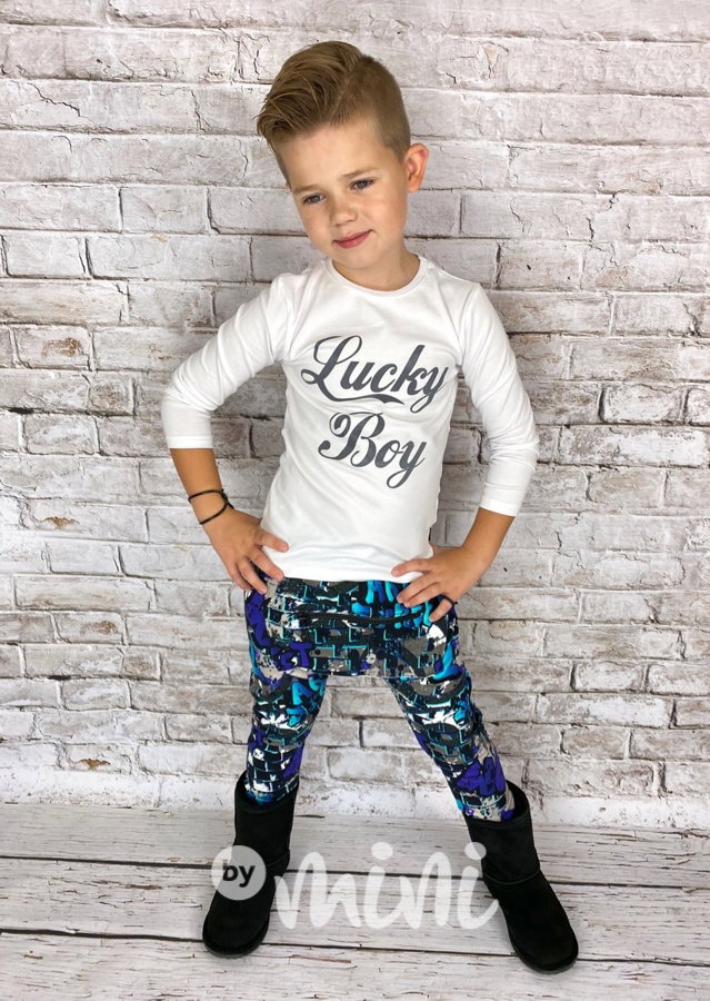 Lucky boy longsleeve chlapecké triko - bílé