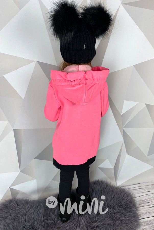 Long vyteplená mikina neon pink