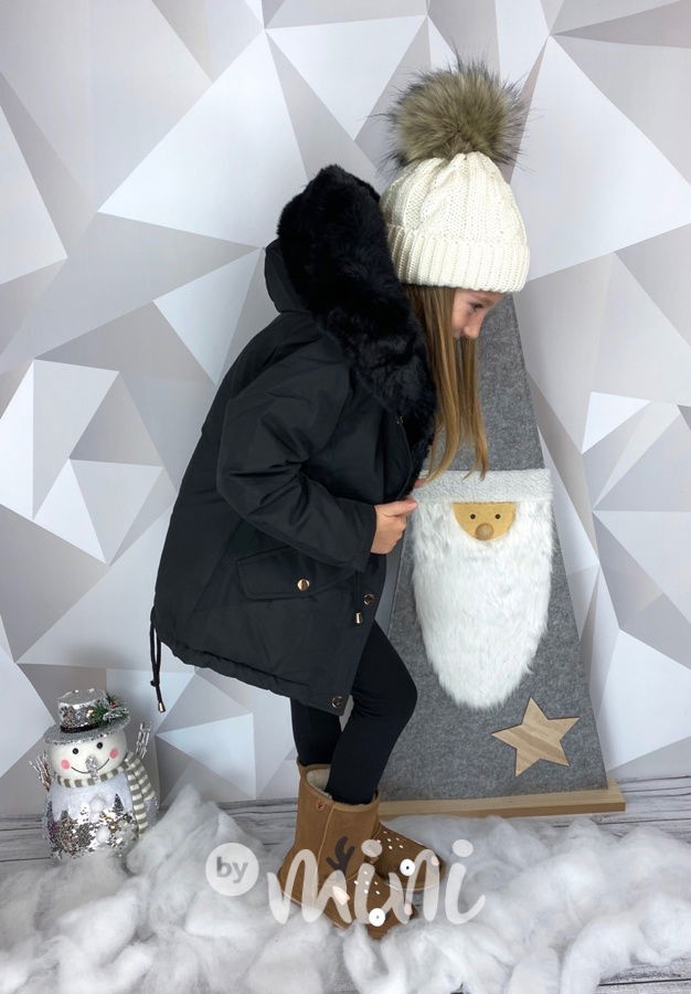 Zimní kožíšková parka černá