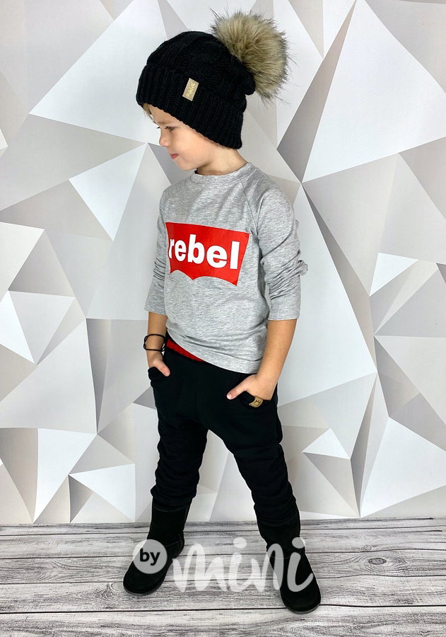 REBEL grey melange triko s dlouhým rukávem