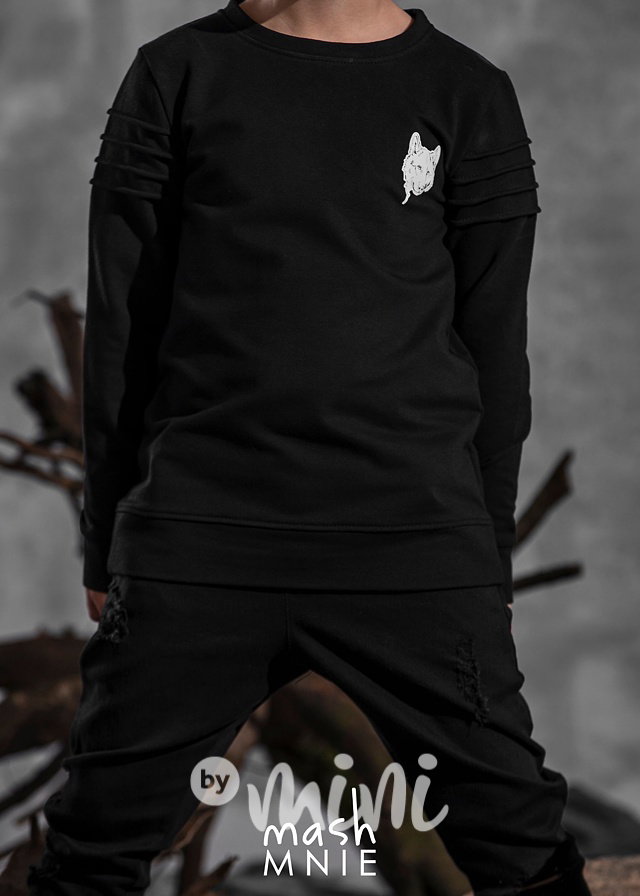 Mikina s prošitím TEAM WOLF black *MashMnie*