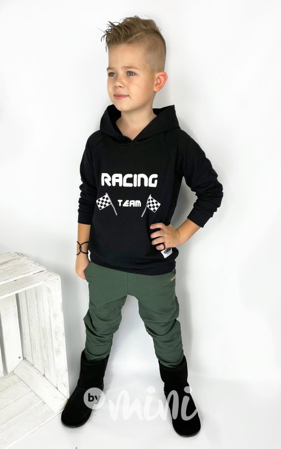 Chlapecká mikina černá s nápisem racing