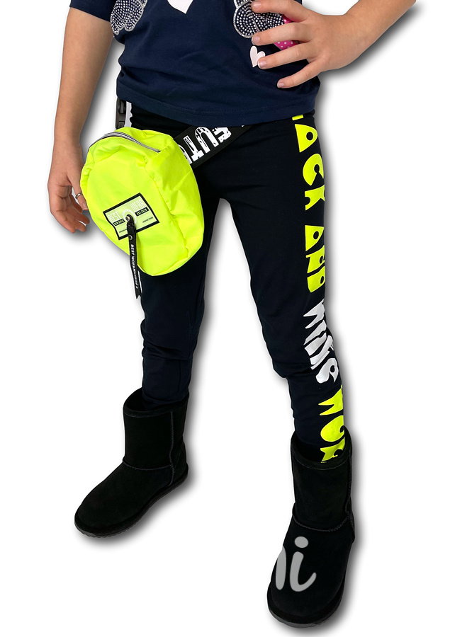 HIT - neon yellow legíny s odnímatelným páskem a kabelkou