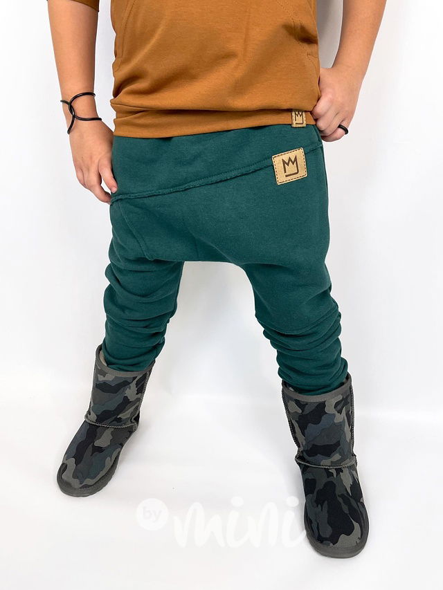 Jungle green chlapecké flísové baggy tepláky