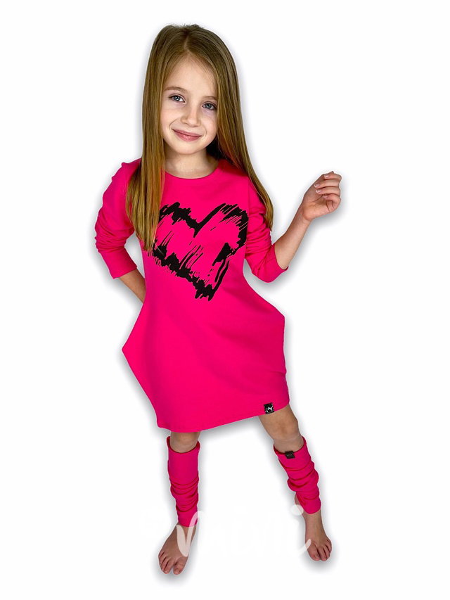 HEART asymetrická tunika + návleky - malinová
